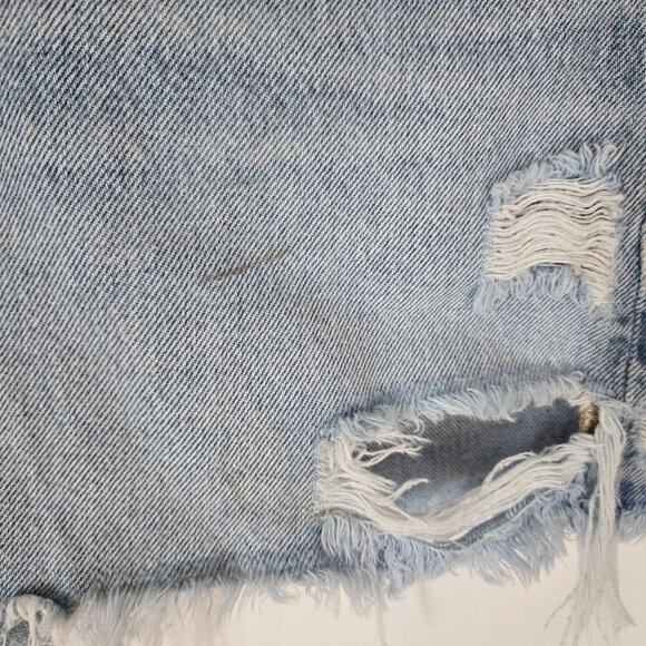 Agolde Light Wash Parker Long Distressed Denim Shorts High Rise Women's Size 33 - Picture 9 of 9
